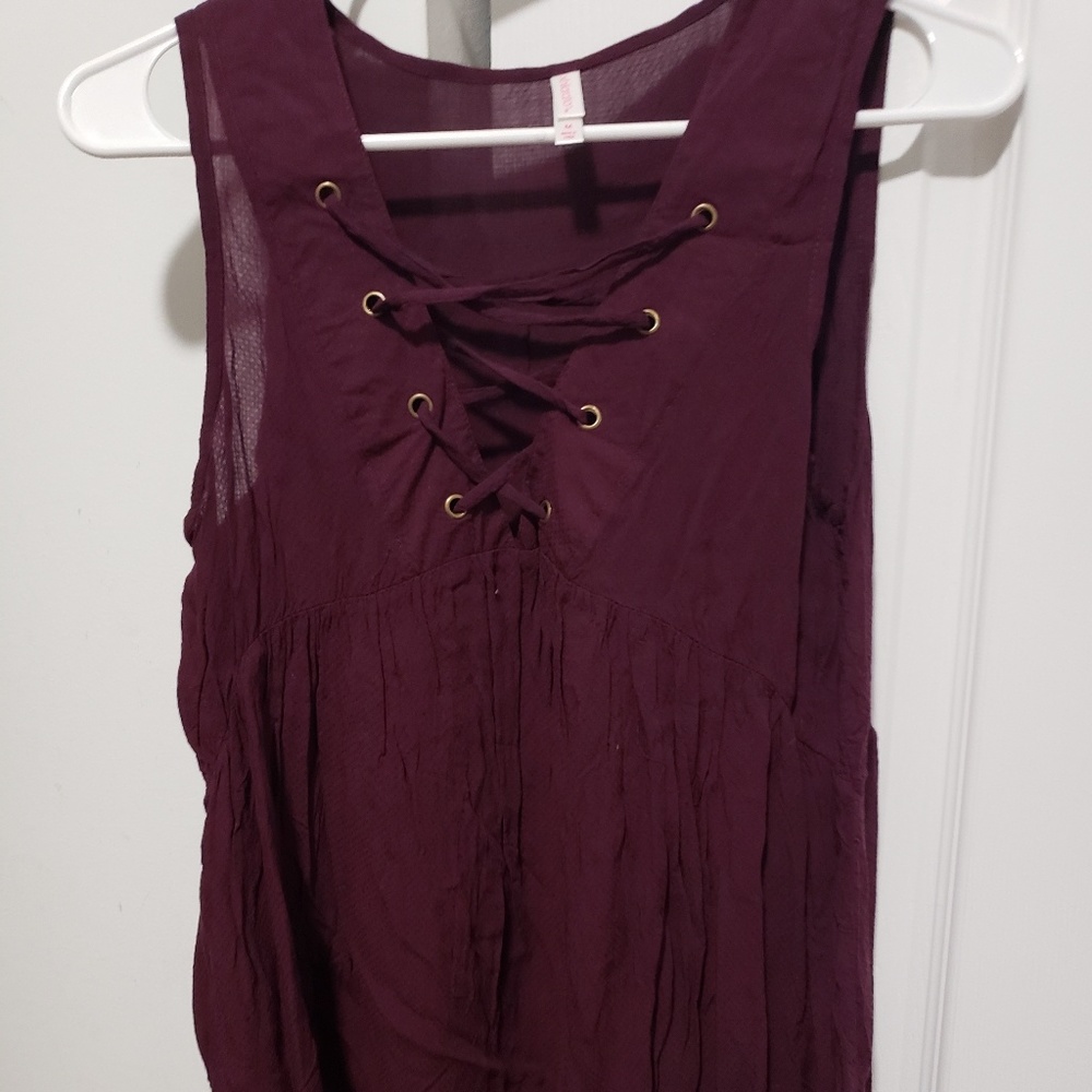 Purple sheer(ish) peasant tank top